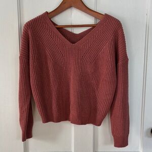 Poof! Women's V-Neck Sweater - Dusty Rose
